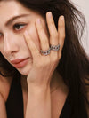 Wholesale Women's 316L Stainless Steel Geometric Light Luxury Hollow Woven Heavy Industry Open Ring 18K Real Gold Plated