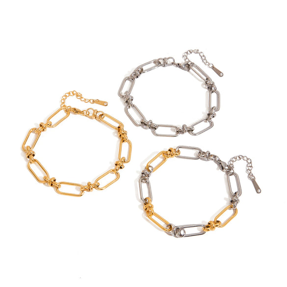 Wholesale Women's Stainless Steel Geometric Light Luxury Style Electroplated Chain Cross Buckle Bracelet