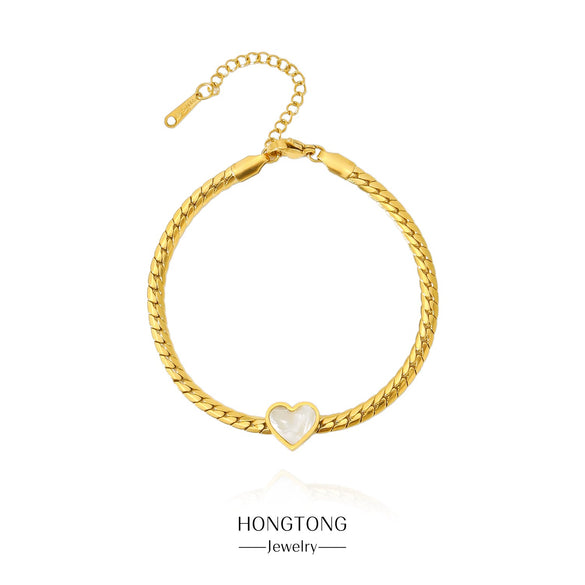 Wholesale Women's Stainless Steel Geometric Love Blade Bracelet With Electroplating Treatment Light Luxury And Simple Fashion Style