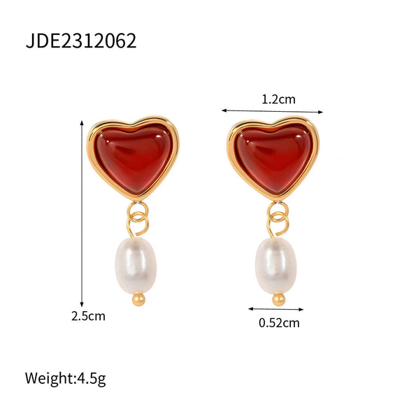 Wholesale Women's Stainless Steel Geometric Love Earrings With Electroplating
