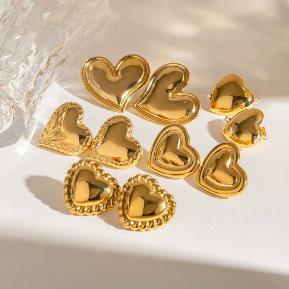 Wholesale Women's Stainless Steel Geometric Love Earrings With Electroplating