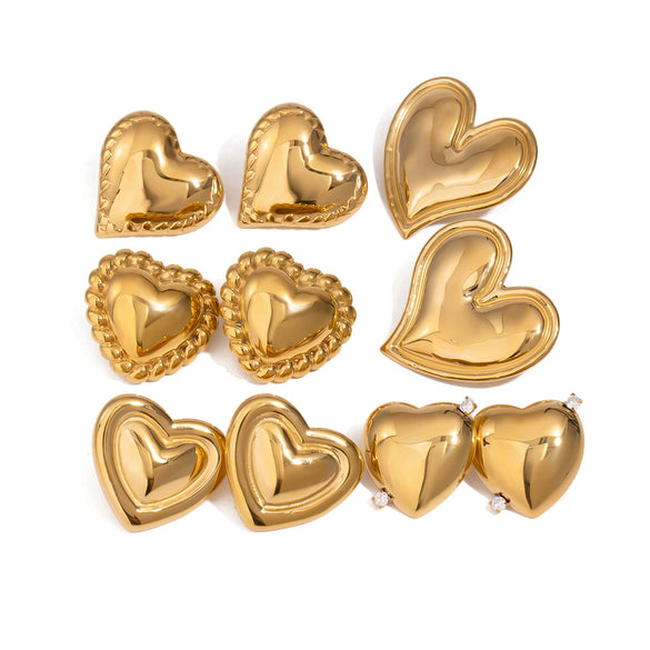 Wholesale Women's Stainless Steel Geometric Love Earrings With Electroplating