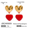 Wholesale Women's Stainless Steel Geometric Love Earrings With Electroplating