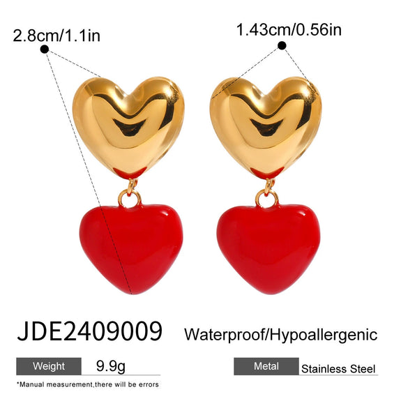 Wholesale Women's Stainless Steel Geometric Love Earrings With Electroplating