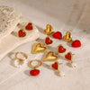 Wholesale Women's Stainless Steel Geometric Love Earrings With Electroplating