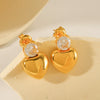 Wholesale Women's Stainless Steel Geometric Love Earrings With Inlaid Zircon And Electroplating Design