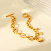 Wholesale Women's Stainless Steel Geometric Love Pendant Bracelet With Cuban Chain And 18K Gold Plated Electroplating