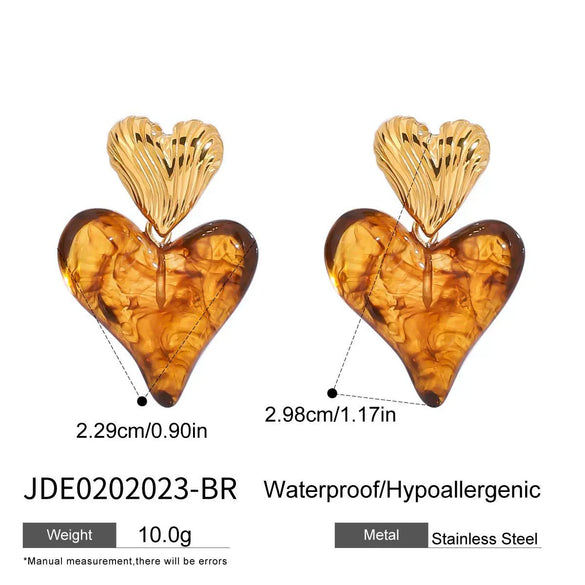 Wholesale Women's Stainless Steel Geometric Love Pendant Earrings With Electroplating