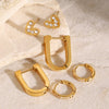 Wholesale Women's Stainless Steel Geometric Love Rhinestone Earrings With Electroplating