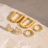 Wholesale Women's Stainless Steel Geometric Love Rhinestone Earrings With Electroplating