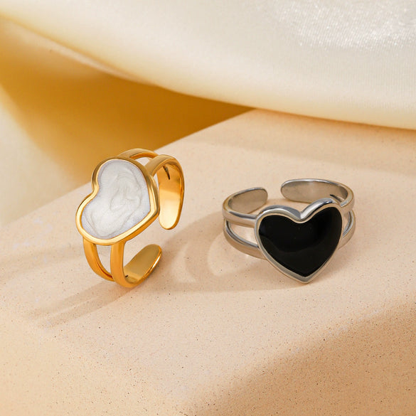Wholesale Women's Stainless Steel Geometric Love Ring With Oil Drop Design And 18K Gold Plated Electroplating