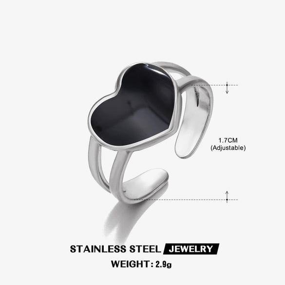 Wholesale Women's Stainless Steel Geometric Love Ring With Oil Drop Design And 18K Gold Plated Electroplating