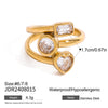 Wholesale Women's Stainless Steel Geometric Love Round Square Zircon Ring With Electroplating