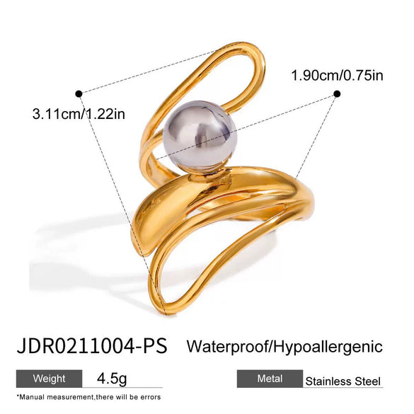 Wholesale Women's Stainless Steel Geometric Metal Ball Ring With Electroplating Design