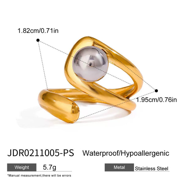 Wholesale Women's Stainless Steel Geometric Metal Ball Ring With Electroplating Design