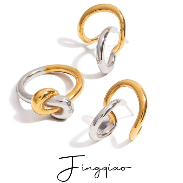 Wholesale Women's Stainless Steel Geometric Modern Minimalist Electroplated Earrings