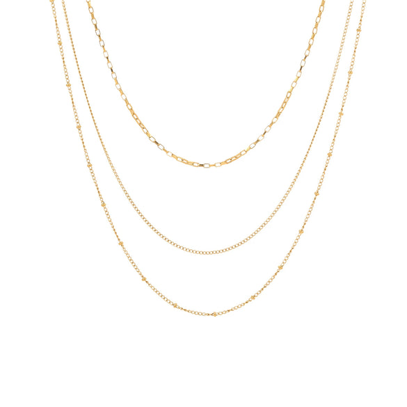 Wholesale Women's Stainless Steel Geometric Multilayer Laminated Chain Necklace With Electroplating Fashion Ol Style