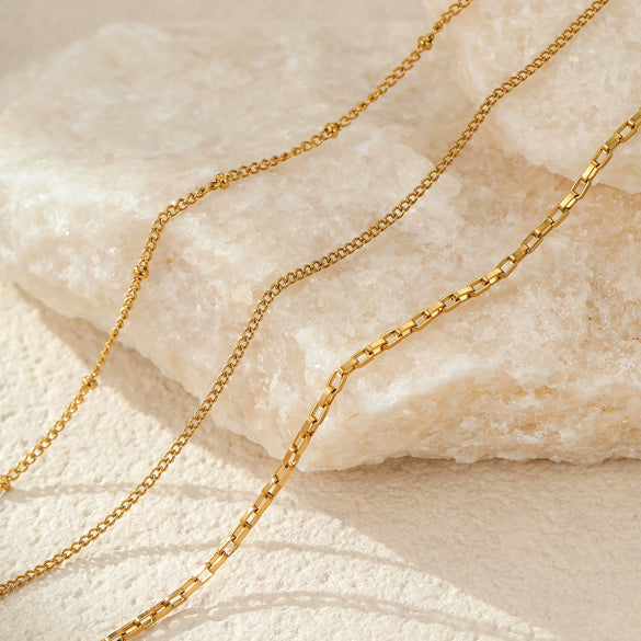 Wholesale Women's Stainless Steel Geometric Multilayer Laminated Chain Necklace With Electroplating Fashion Ol Style