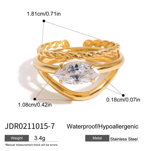 Wholesale Women's Stainless Steel Geometric Multilayer Stacked Ring With Electroplating
