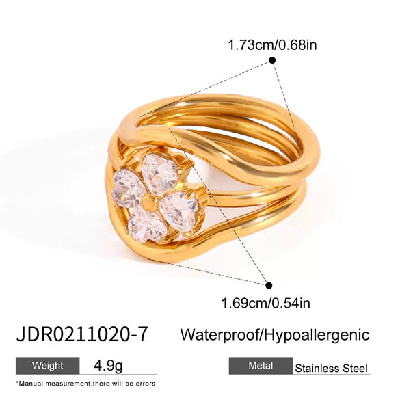 Wholesale Women's Stainless Steel Geometric Multilayer Stacked Ring With Electroplating