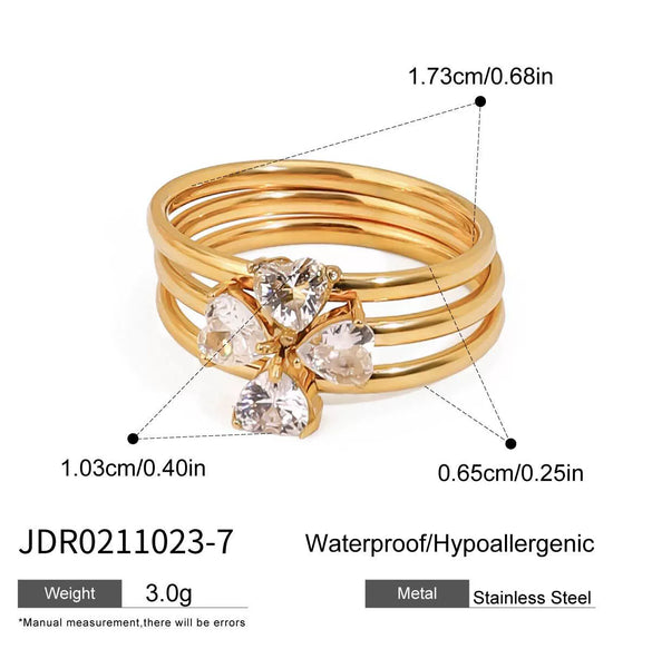 Wholesale Women's Stainless Steel Geometric Multilayer Stacked Ring With Electroplating