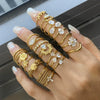 Wholesale Women's Stainless Steel Geometric Multilayer Stacked Ring With Electroplating