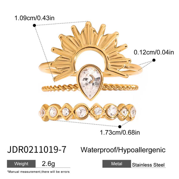 Wholesale Women's Stainless Steel Geometric Multilayer Stacked Ring With Electroplating