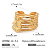 Wholesale Women's Stainless Steel Geometric Multilayer Stacked Ring With Electroplating