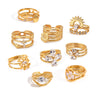 Wholesale Women's Stainless Steel Geometric Multilayer Stacked Ring With Electroplating