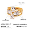 Wholesale Women's Stainless Steel Geometric Multilayer Stacked Ring With Electroplating