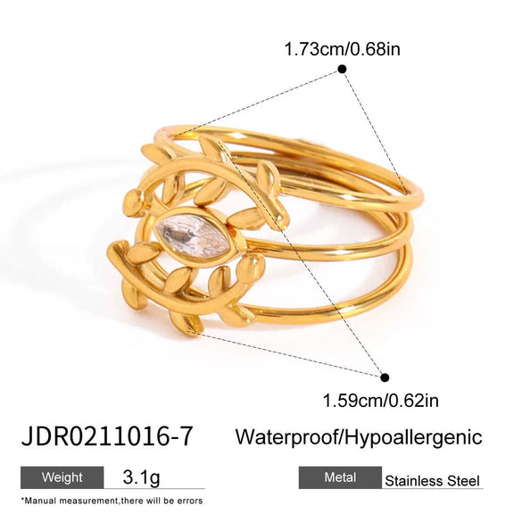 Wholesale Women's Stainless Steel Geometric Multilayer Stacked Ring With Electroplating