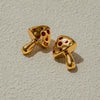 Wholesale Women's Stainless Steel Geometric Mushroom Red Zirconium Electroplated Earrings Luxury Highend Accessories