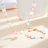 Wholesale Women's Stainless Steel Geometric Natural Stone Dopamine Colored Necklace With Electroplated Calendering Chain