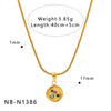Wholesale Women's Stainless Steel Geometric Necklace And Earrings Combination With 18K Real Gold Plating And Colorful Natural Zircon Inlay