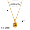 Wholesale Women's Stainless Steel Geometric Necklace And Earrings Combination With 18K Real Gold Plating And Colorful Natural Zircon Inlay