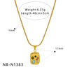 Wholesale Women's Stainless Steel Geometric Necklace And Earrings Combination With 18K Real Gold Plating And Colorful Natural Zircon Inlay
