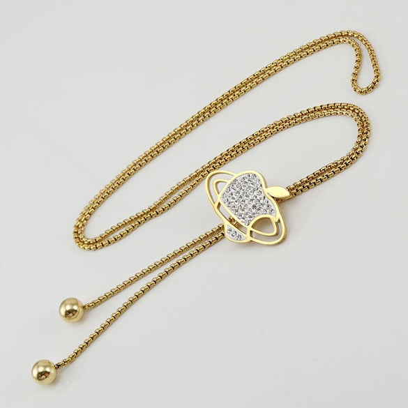 Wholesale Women's Stainless Steel Geometric Necklace Electroplated Style Square Pearl Chain