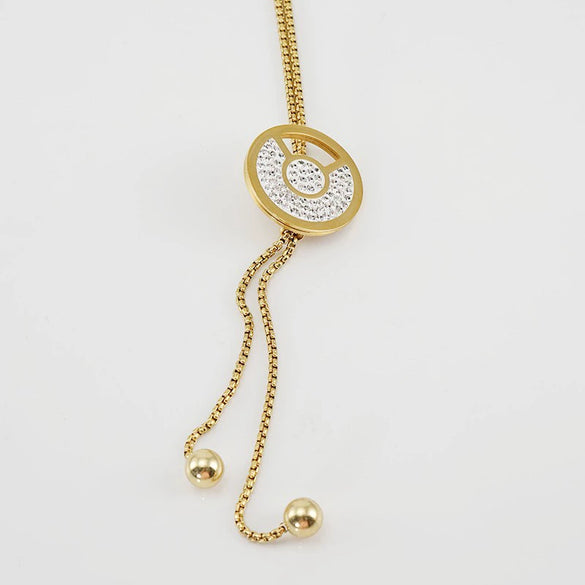 Wholesale Women's Stainless Steel Geometric Necklace Electroplated Style Square Pearl Chain