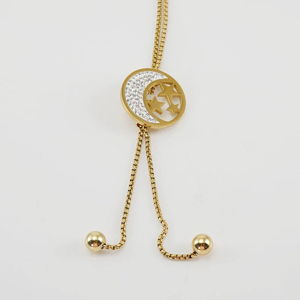 Wholesale Women's Stainless Steel Geometric Necklace Electroplated Style Square Pearl Chain