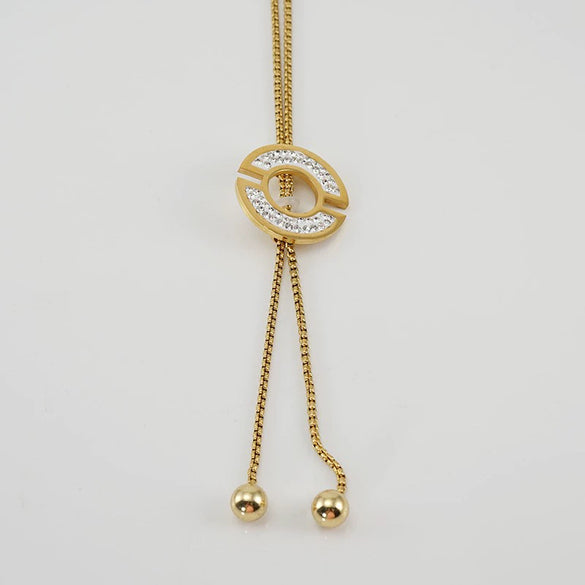 Wholesale Women's Stainless Steel Geometric Necklace Electroplated Style Square Pearl Chain