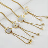 Wholesale Women's Stainless Steel Geometric Necklace Electroplated Style Square Pearl Chain