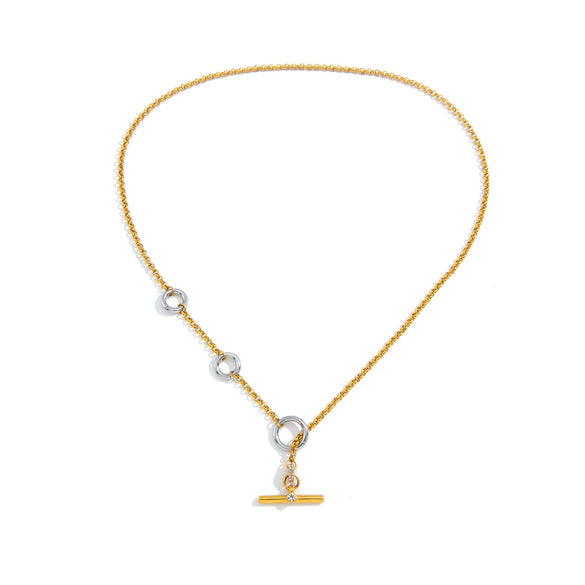 Wholesale Women's Stainless Steel Geometric Necklace With Pvd Furnace Vacuum Real Gold Plating