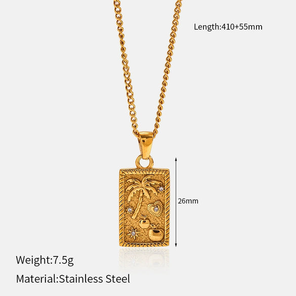 Wholesale Women's Stainless Steel Geometric Ocean Style Electroplated Necklace