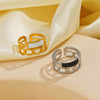 Wholesale Women's Stainless Steel Geometric Oil Dripping Hiphop Opening Adjustable Ring With Electroplating