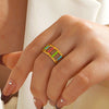 Wholesale Women's Stainless Steel Geometric Oil Dripping Ring With Electroplating