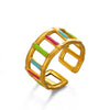 Wholesale Women's Stainless Steel Geometric Oil Dripping Ring With Electroplating