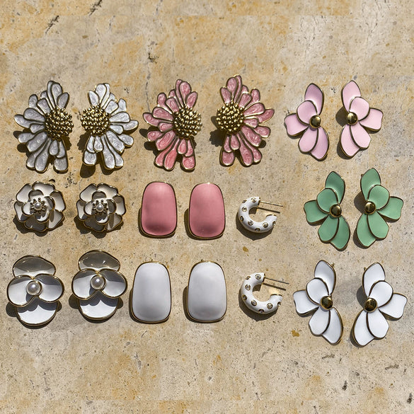Wholesale Women's Stainless Steel Geometric Oil Drop Earrings With Electroplating Processing