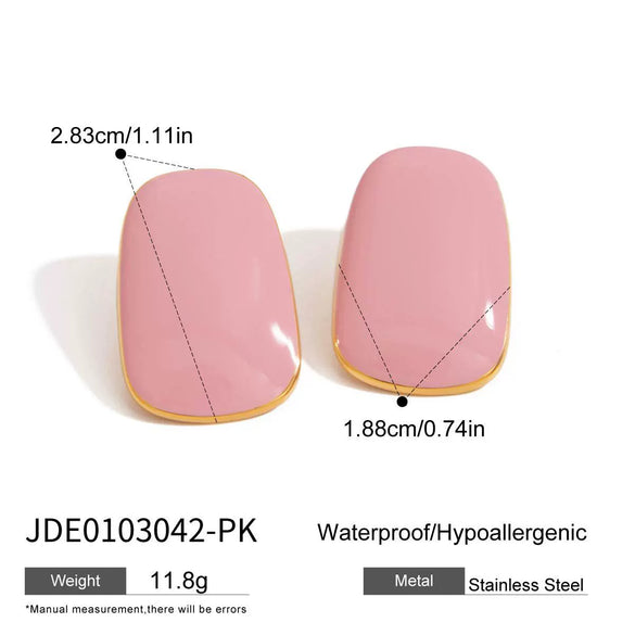 Wholesale Women's Stainless Steel Geometric Oil Drop Earrings With Electroplating Processing