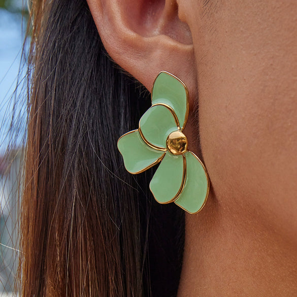 Wholesale Women's Stainless Steel Geometric Oil Drop Earrings With Electroplating Processing