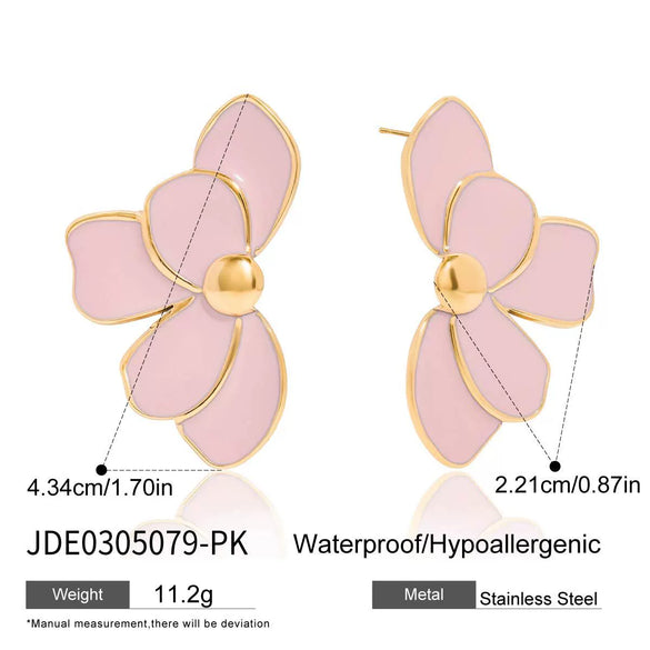 Wholesale Women's Stainless Steel Geometric Oil Drop Earrings With Electroplating Processing